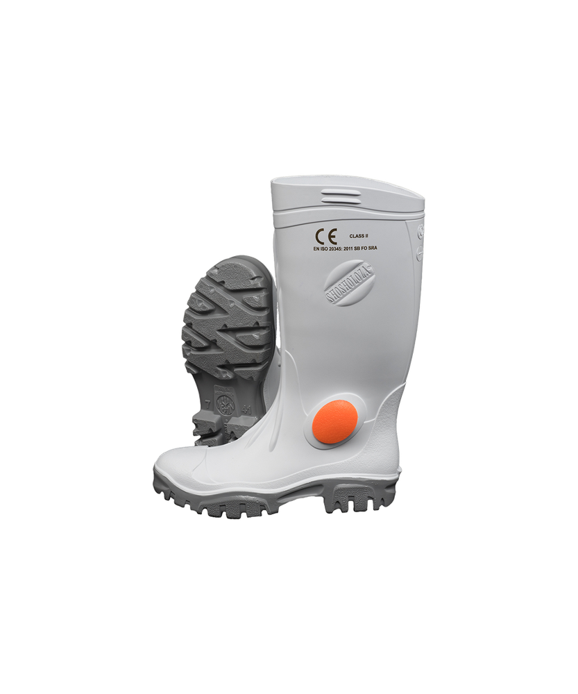 White/Grey Knee Length Heavy Duty Steel Toe Gumboot
