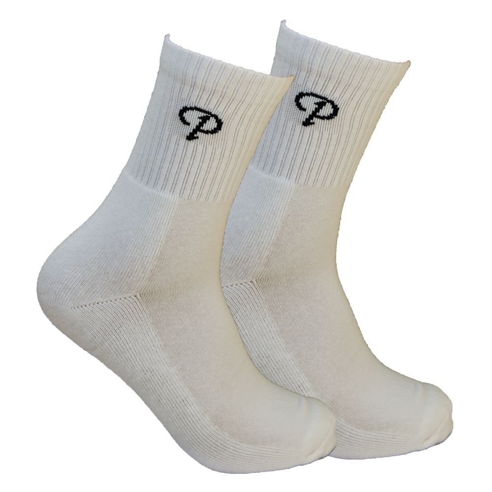 Basketball/Volleyball Socks, White, Set of 10 Pairs, Nylon, Large