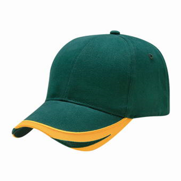 HEAVY BRUSHED COTTON CAP WITH V - EMBROIDERY (8811 BOTTLE / GOLD)