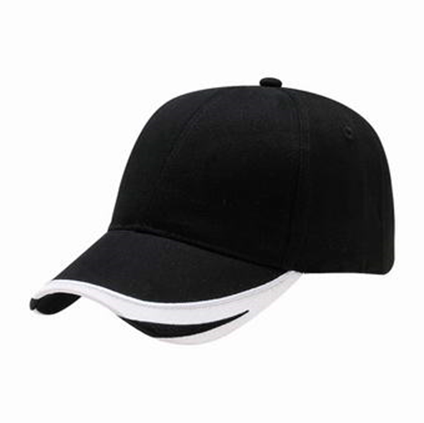 HEAVY BRUSHED COTTON CAP WITH V - EMBROIDERY (8802 BLACK / WHITE)