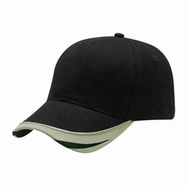 HEAVY BRUSHED COTTON CAP WITH V - EMBROIDERY (8808 BLACK / KHAKI)