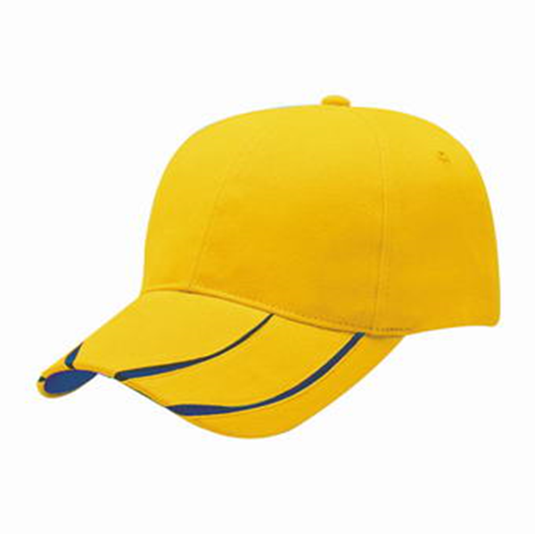 HEAVY BRUSHED COTTON CAP WITH V - STRIPE PEAK (8627 YELLOW / ROYAL)