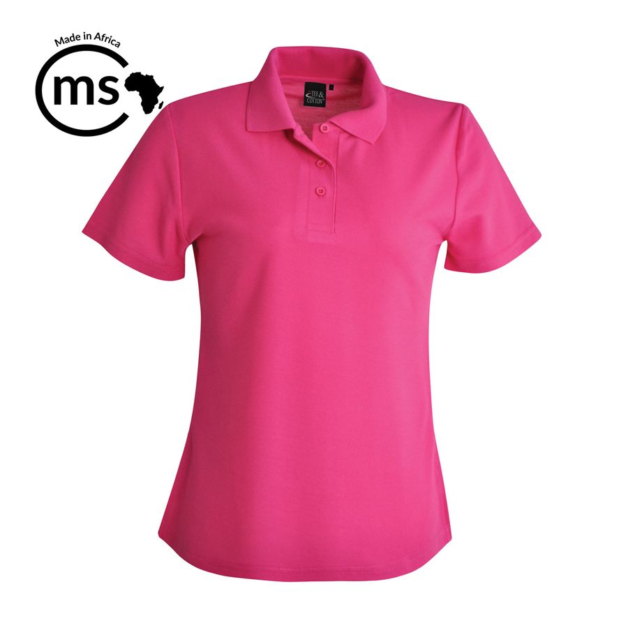 175g Ladies Classic Pique Knit Polo - Hot Pink - While Stocks Last