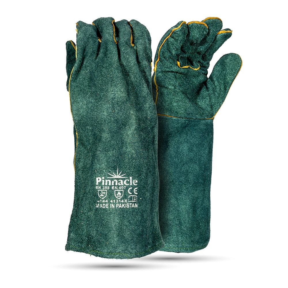 Green Lined Leather Glove 8 Elbow - Pack Of 12 Pairs