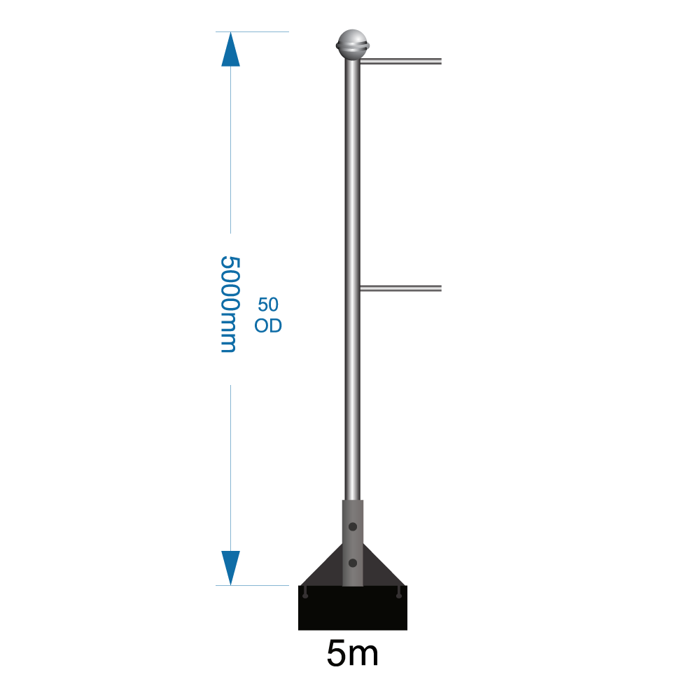 Bannerpole Roof 5m - 2 arm - including installation (one unit)