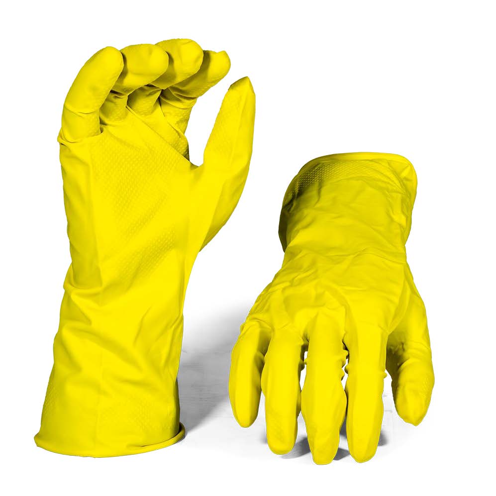 Yellow Household Glove Flock Liner M - Pack Of 12 Pairs