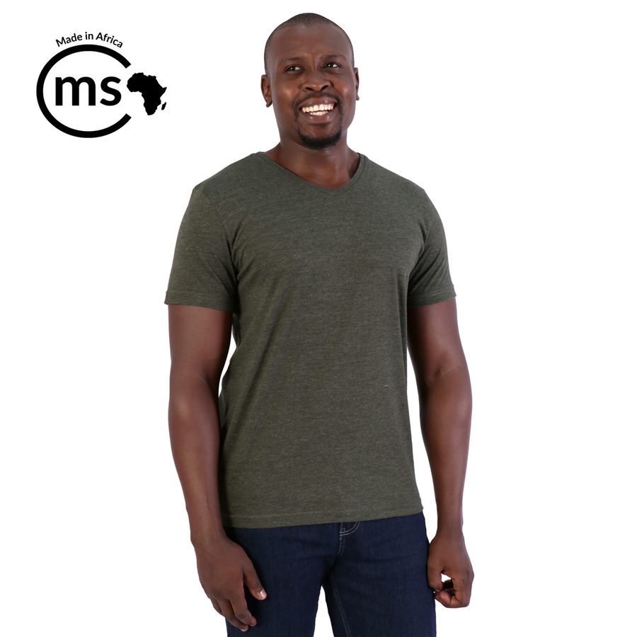140g Urban Lifestyle V-Neck T-Shirt  -  Army green melange - While Stocks Last