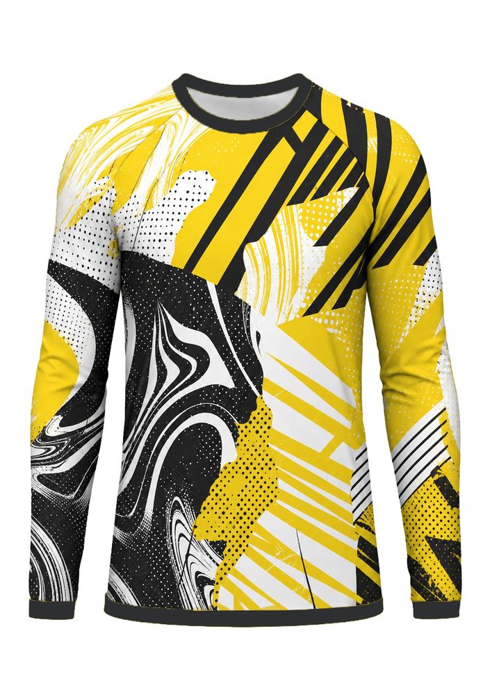 Dye Sub Men's Ringer Crew Neck T-shirt, Raglan Long Sleeve, Reverse Birdseye