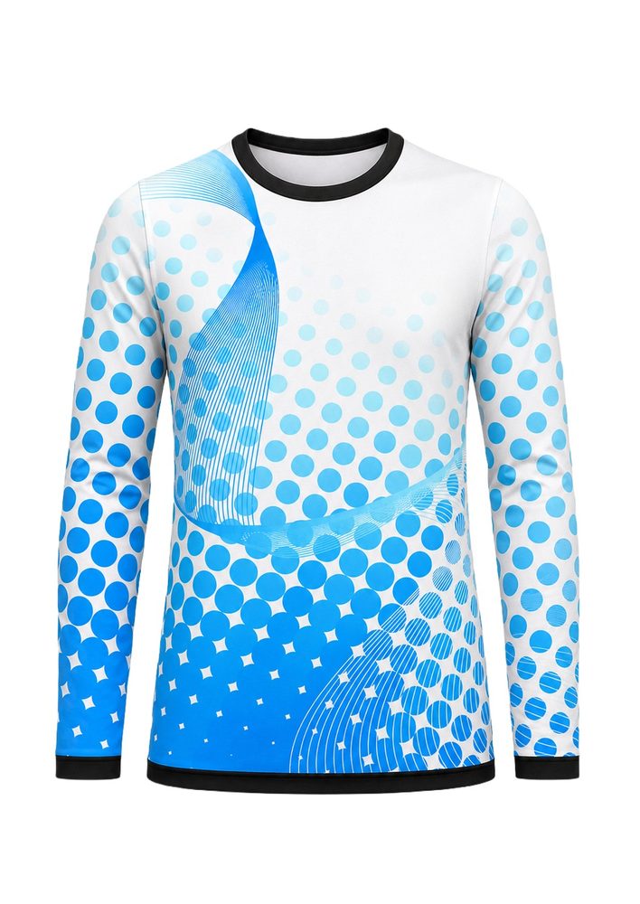 Dye Sub Men's Ringer Crew Neck T-shirt, Fitted Long Sleeve, Reverse Birdseye