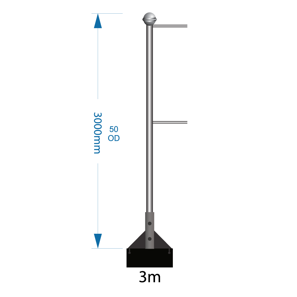 Bannerpole Roof 3m - 2 arm - including installation (one unit)