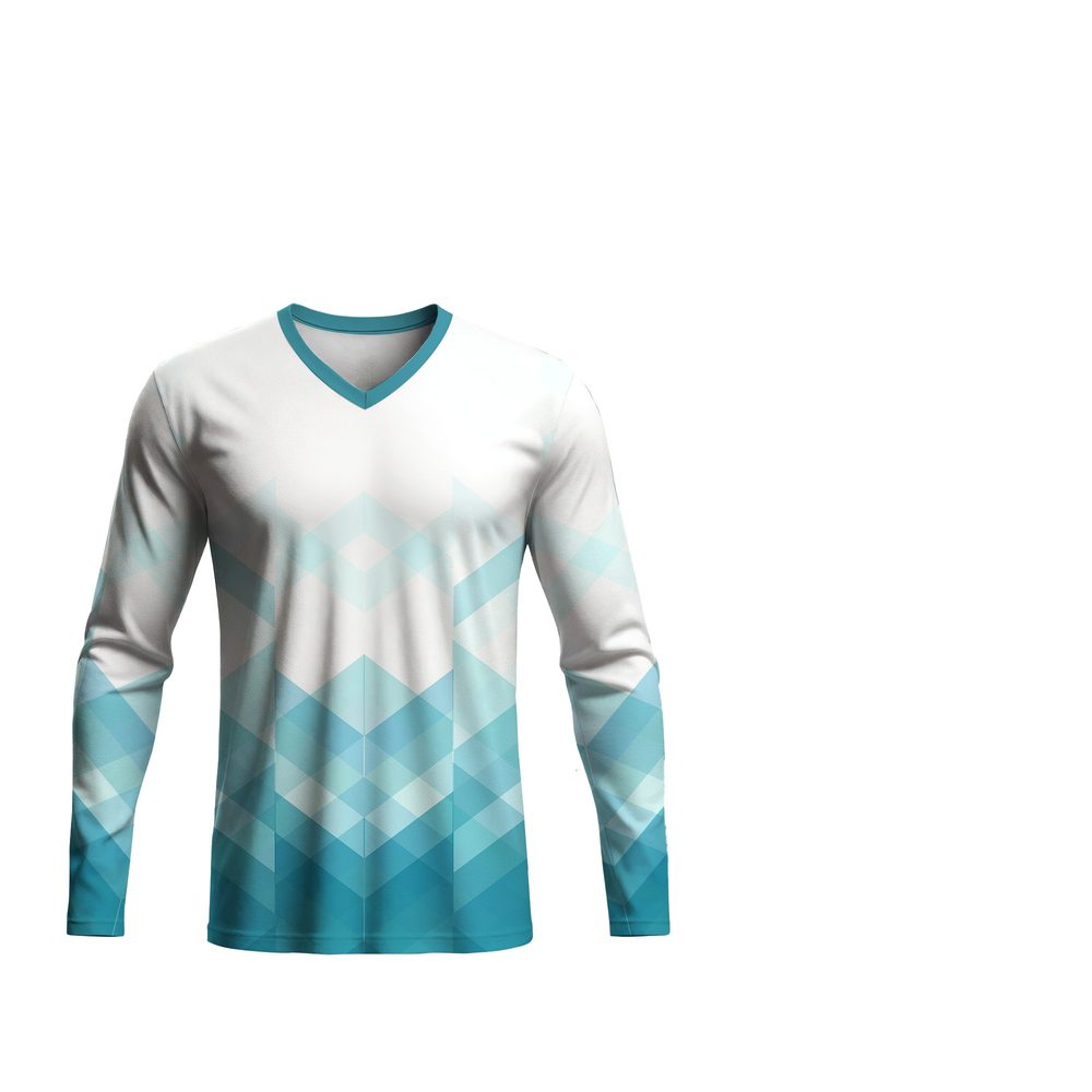 Dye Sub Men's V-Neck T-shirt, Fitted Long Sleeve, Drop Needle