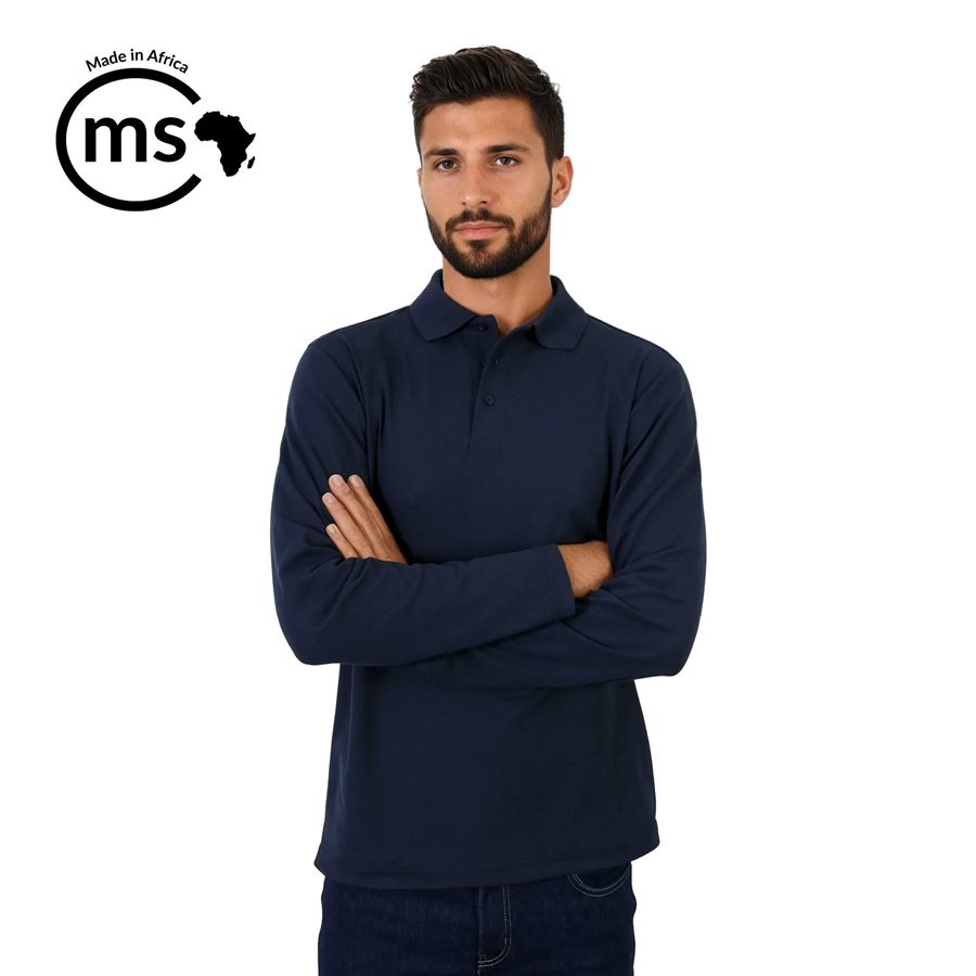 Long Sleeve Pique Knit Polo