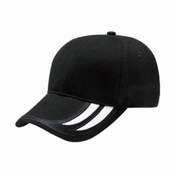 HEAVY BRUSHED COTTON CAP WITH FLAME PEAK (8704 BLACK / BLACK / WHITE)