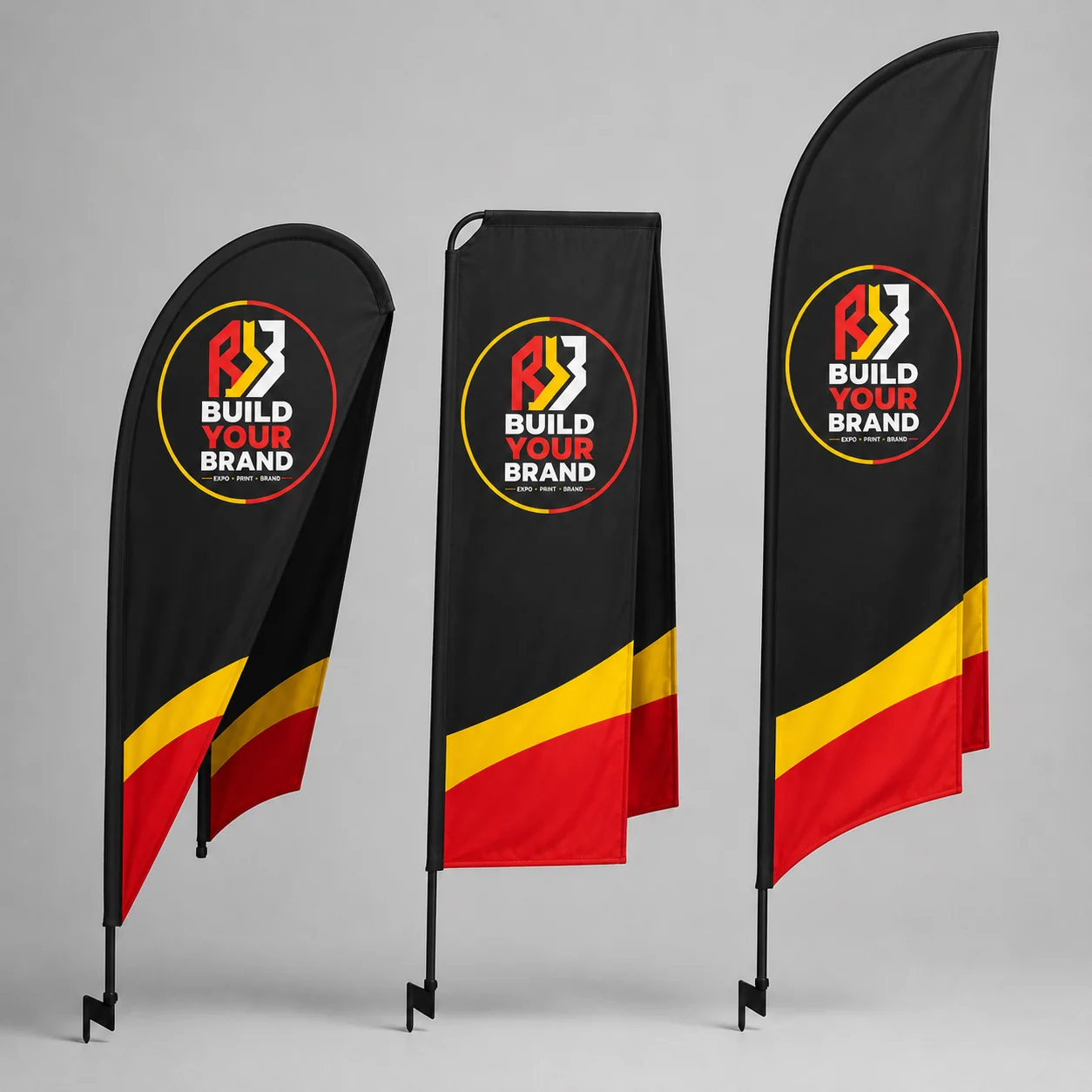 Build Your Brand Small 2m Sharkfin / Telescopic / Curve Flag - Double Sided - Complete